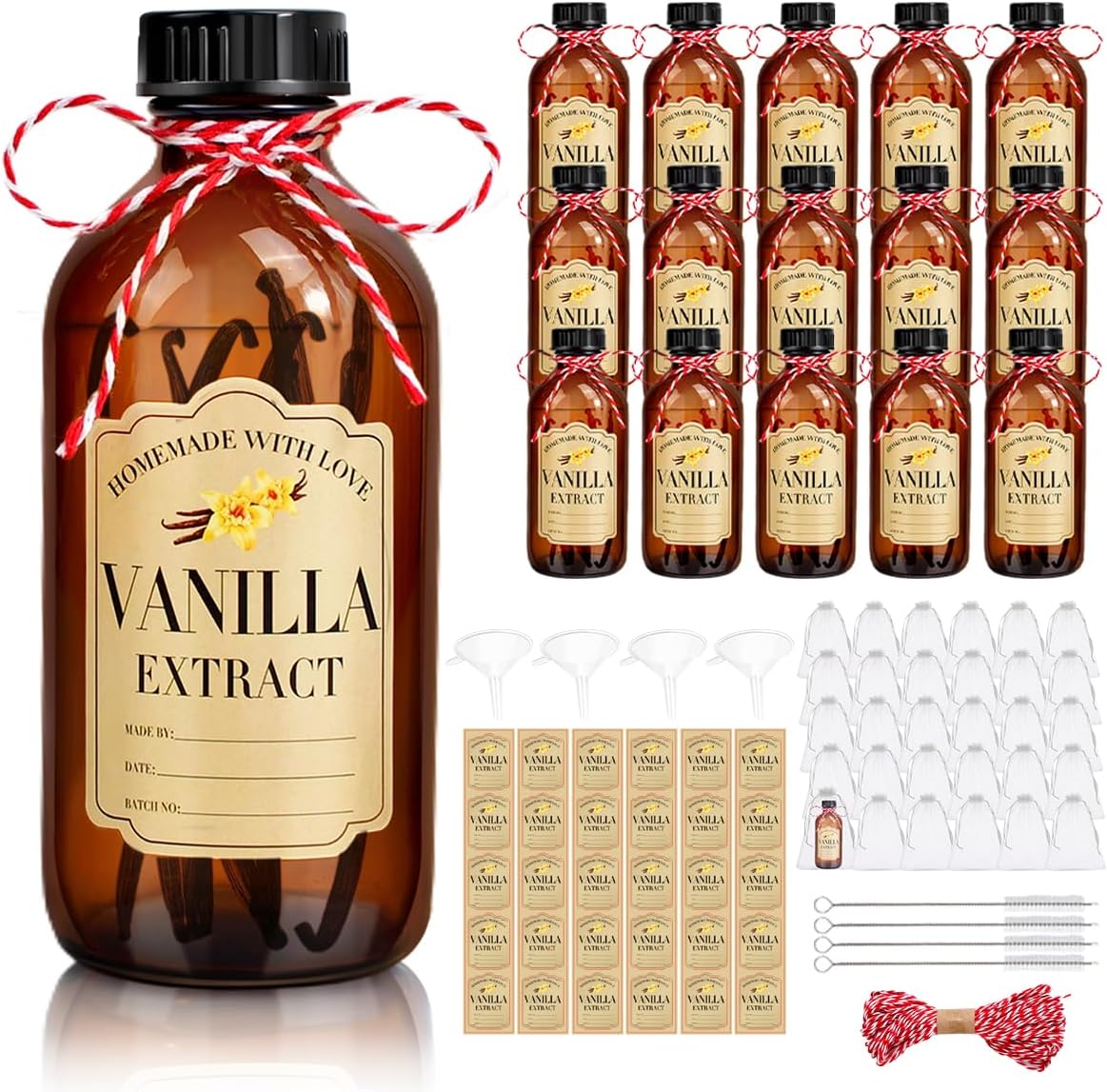 30Pcs 2 Oz Amber Glass Bottles for Vanilla Extract Storage