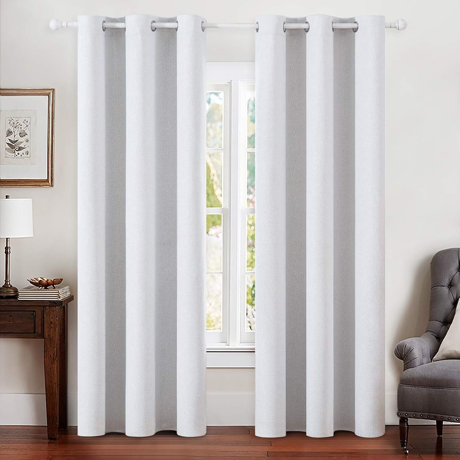 MIULEE Linen Blackout Curtains for Bedroom 100% Blackout 42x84