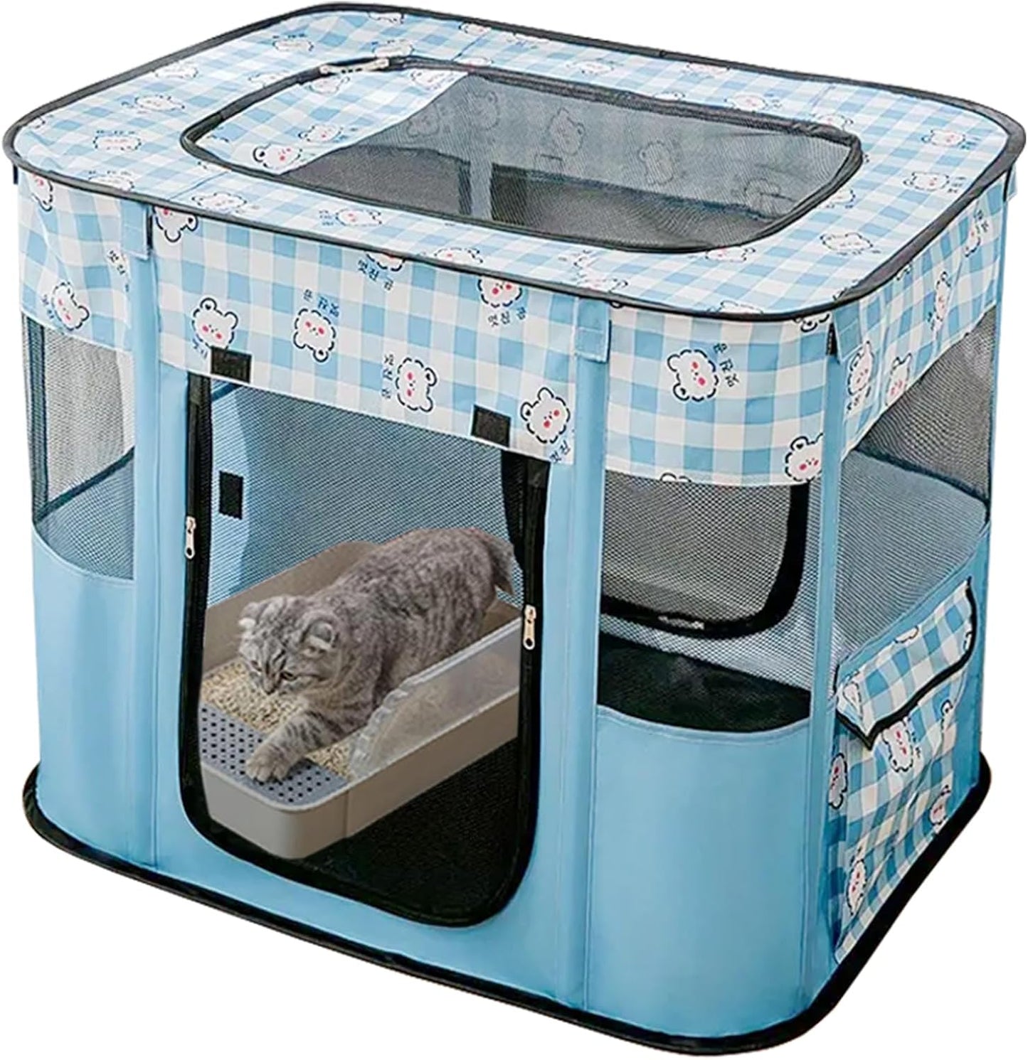 Portable Pet Playpen for Cats and Dogs, Collapsible Design
