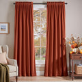 Lazzzy Rust Red Velvet Curtains Blackout Thermal Insulated 90 in