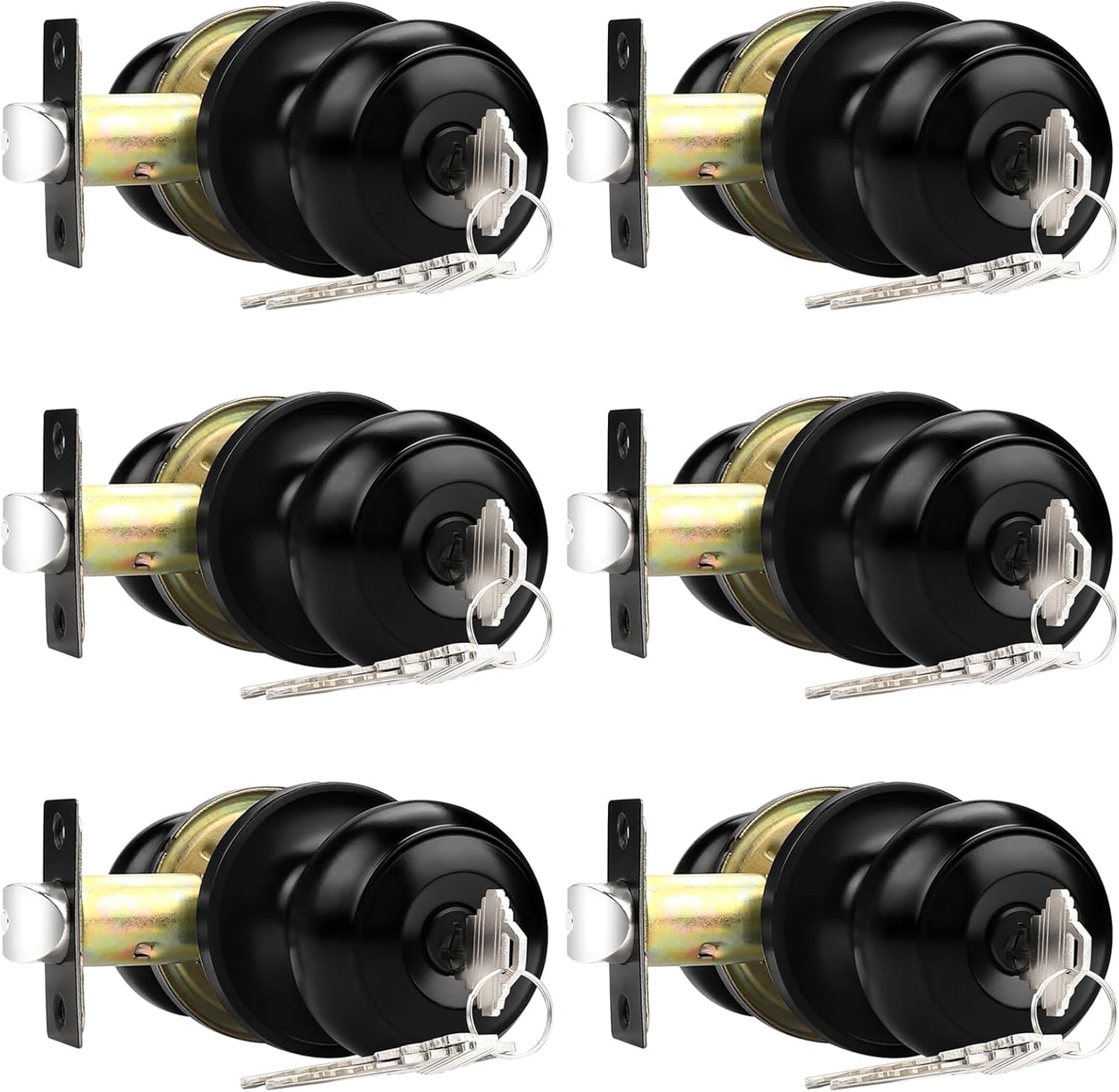 Probrico Interior Door Knobs 6 Pack with Keyed Alike Locks