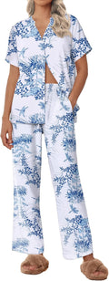 Ekouaer Women Pajamas Set Short Sleeve Button Down - Soft Summer PJs
