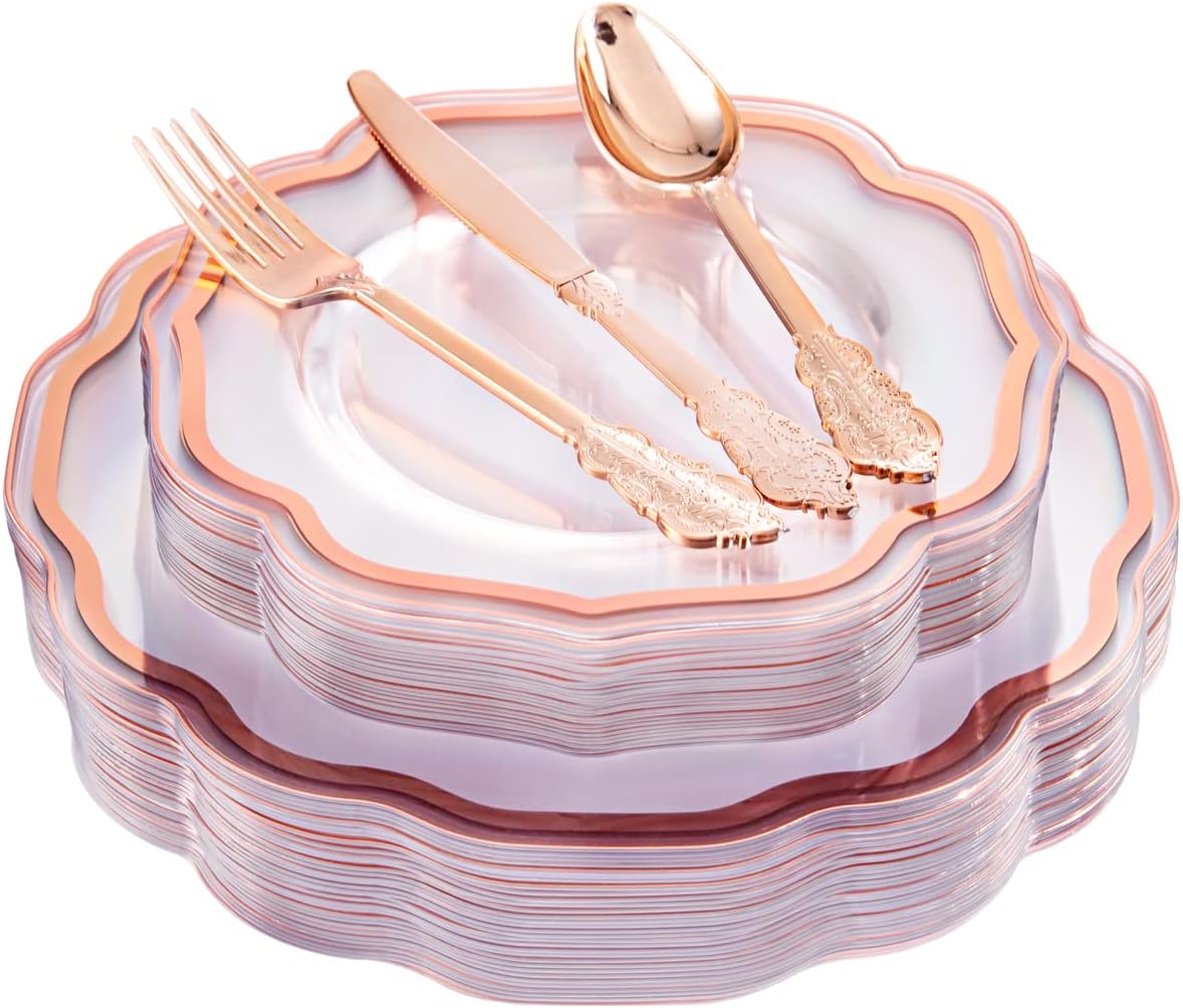 NOCCUR Rose Gold Party Set - 150PCS Elegant Tableware