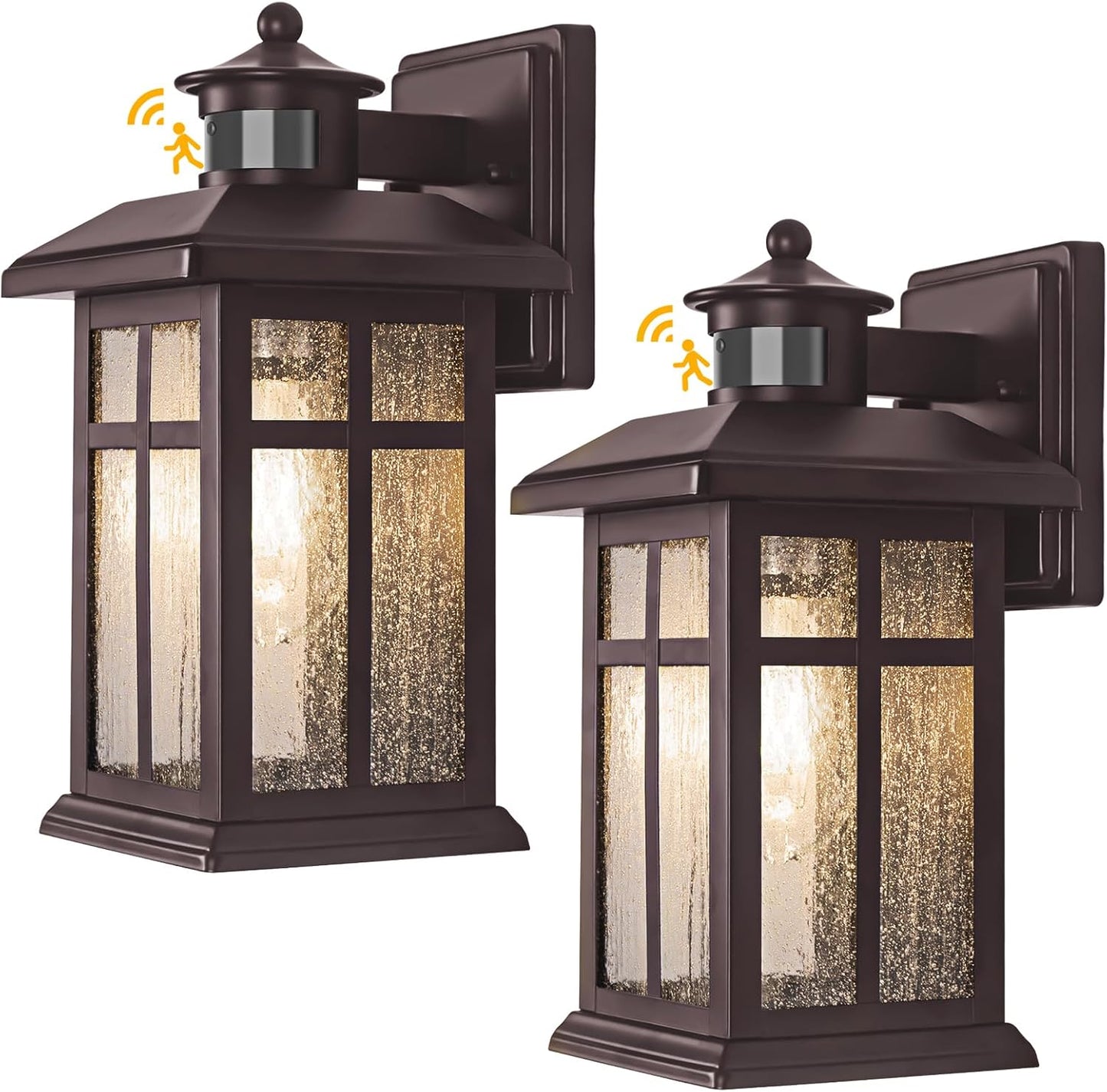 Motion Sensor Outdoor Porch Lights - Bronze, 2 Pack for Home