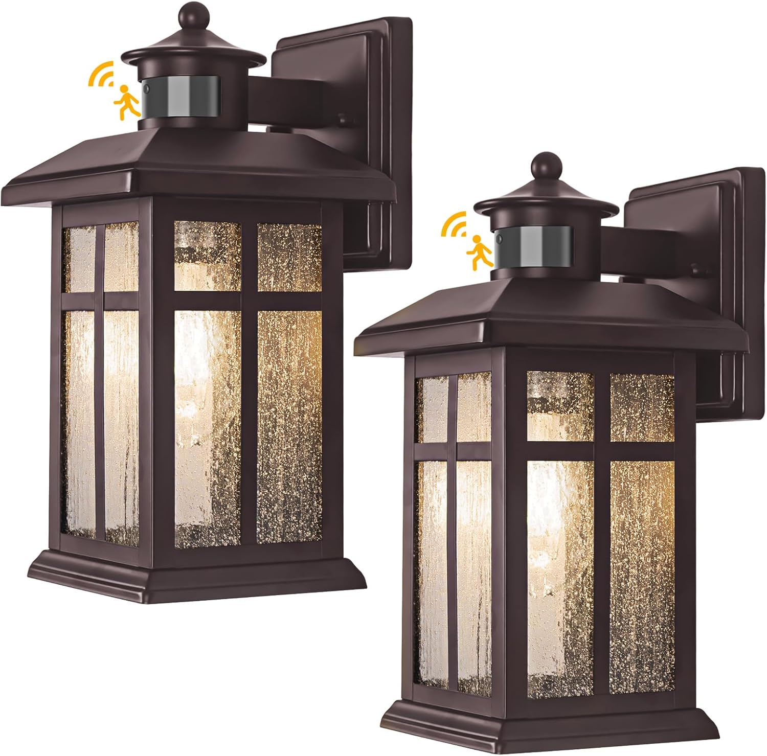 Motion Sensor Outdoor Porch Lights - Bronze, 2 Pack for Home