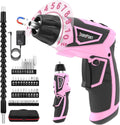 Cordless Electric Screwdriver Set for Women, Pink 8V 10Nm - Compact