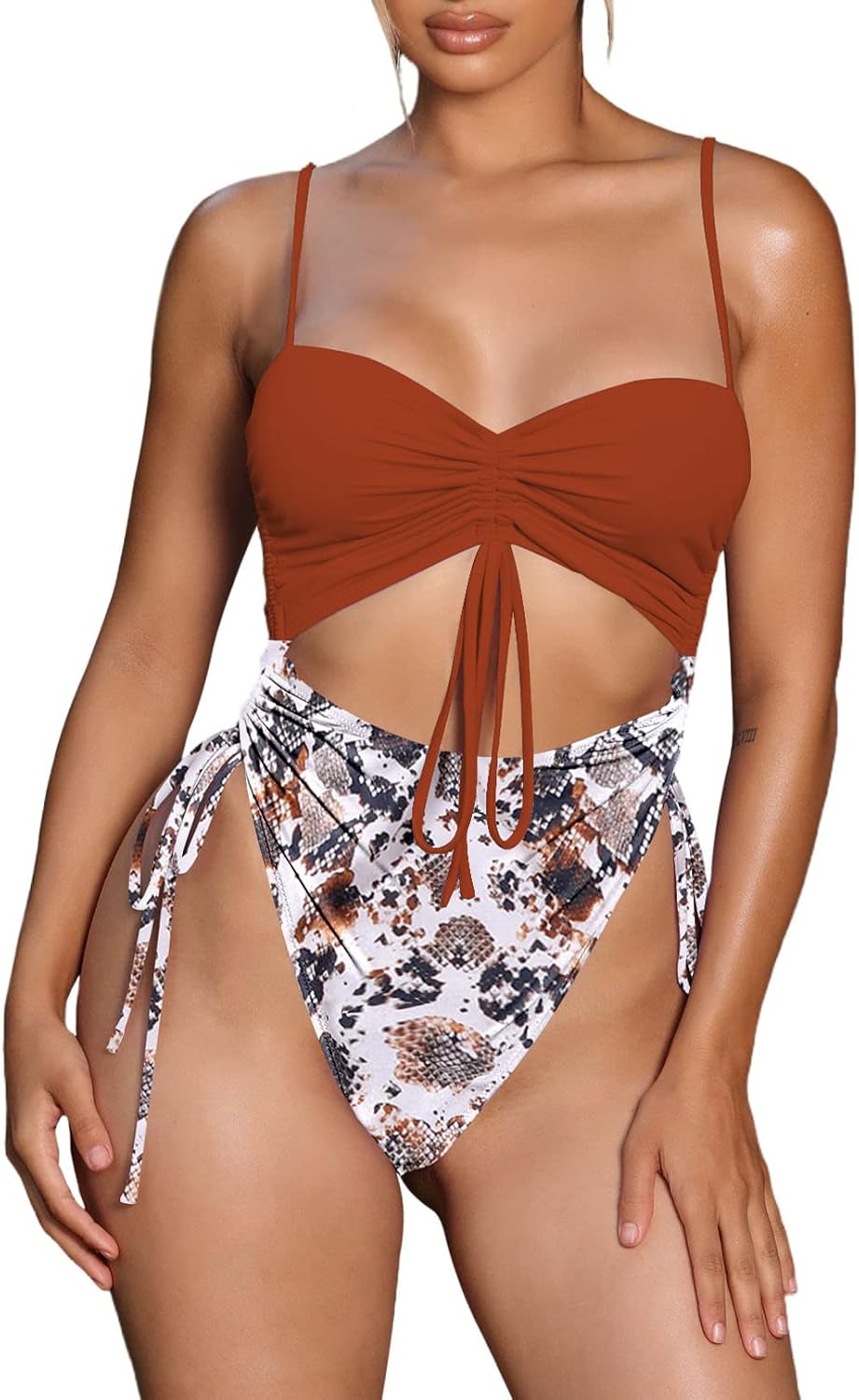 Viottiset Women's Cut Out Drawstring One Piece Swimsuit Review