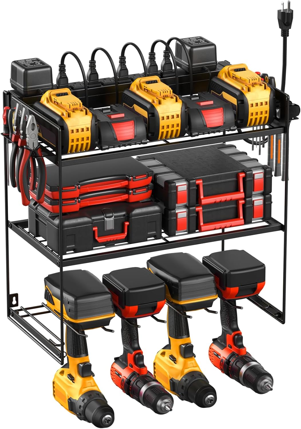 Power Tool Organizer with Charging Station and 10 Outlets