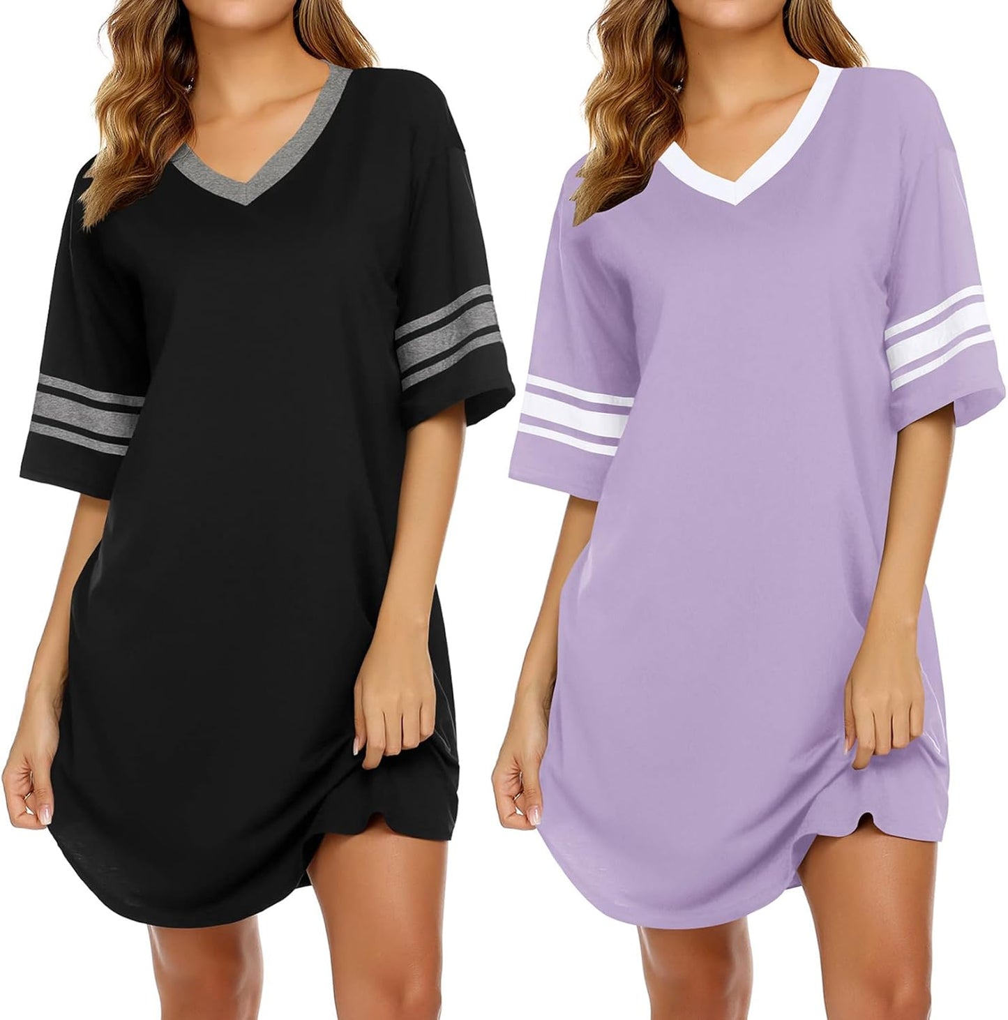 Ekouaer Nightgowns for Women 2 Pack Comfortable Sleepwear