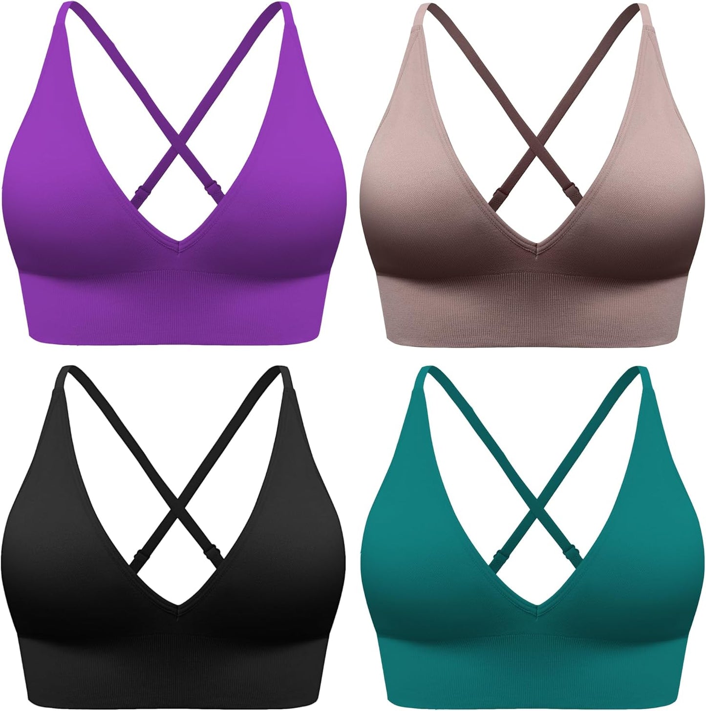 Evcute Women's Adjustable Deep V Neck Sports Bras for Comfort