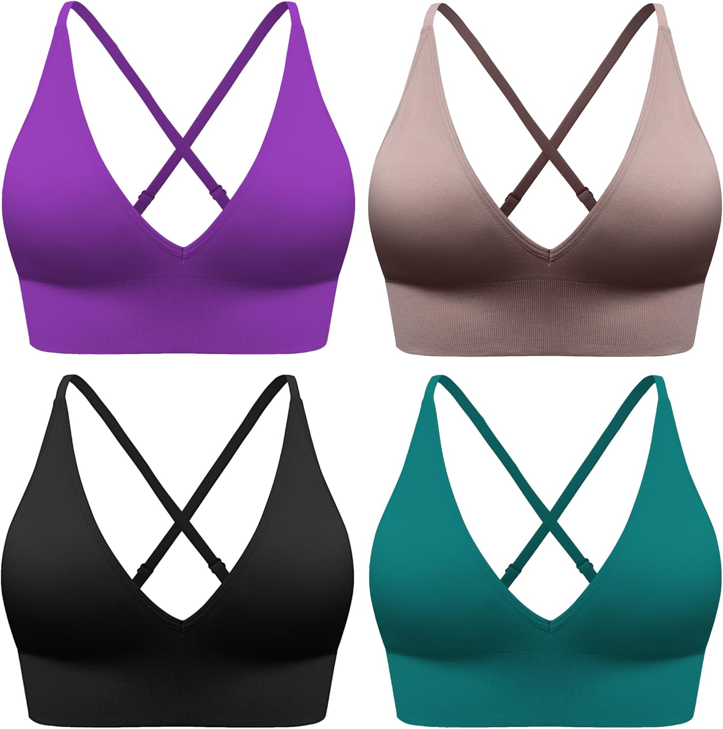 Evcute Women's Adjustable Deep V Neck Sports Bras for Comfort