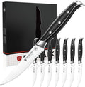 BRODARK Steak Knives Set of 8 4.5 in Serrated - Sharp, Full Tang