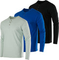 Real Essentials 3 Pack Men's Henley T-Shirt - Comfortable Everyday tee