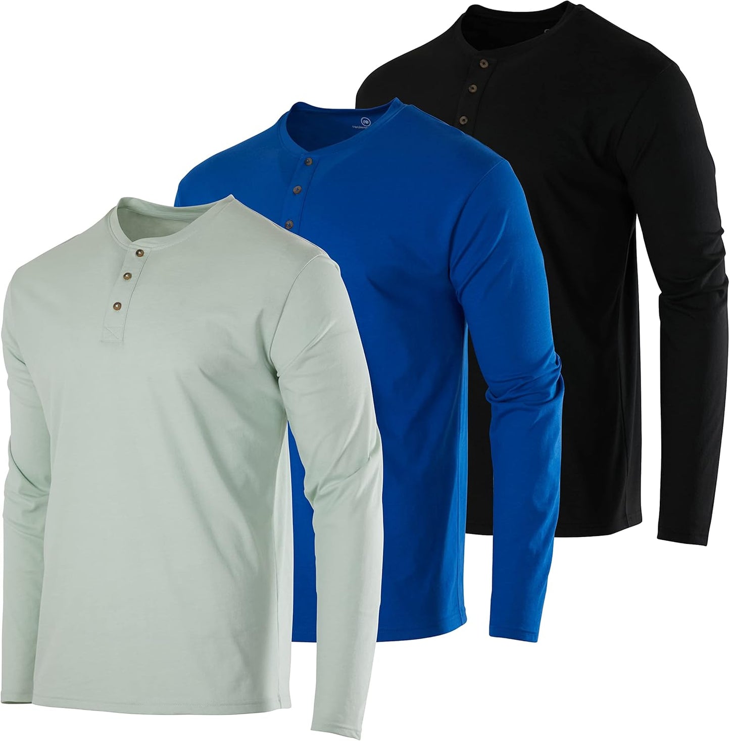 Real Essentials 3 Pack Men's Cotton Henley T-Shirts for All Occasions