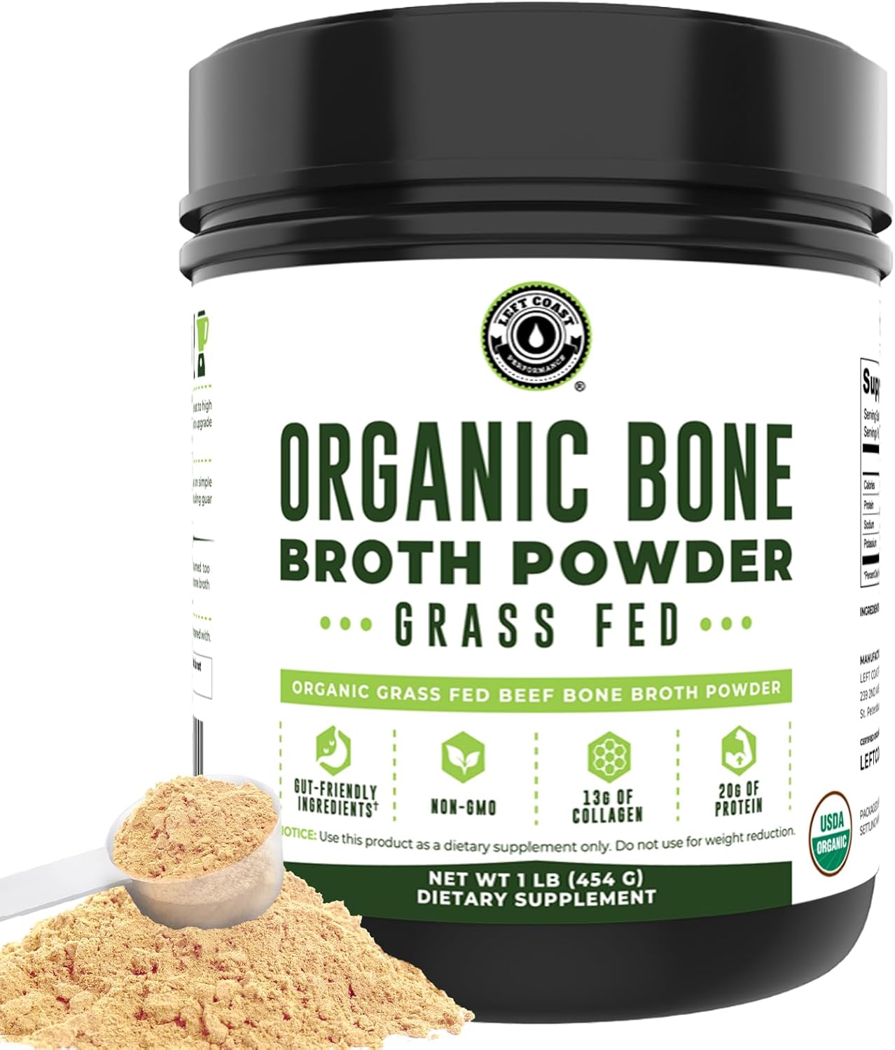 16oz Organic Bone Broth Protein Powder for Collagen & Keto