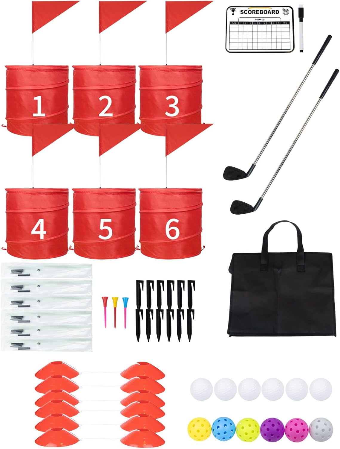 Ultimate Yard Golf Fun Set - 6 Clubs, 6 Buckets - Fun for All!