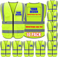 Class 2 High Visibility Reflective Vest with Pockets - Custom Logo