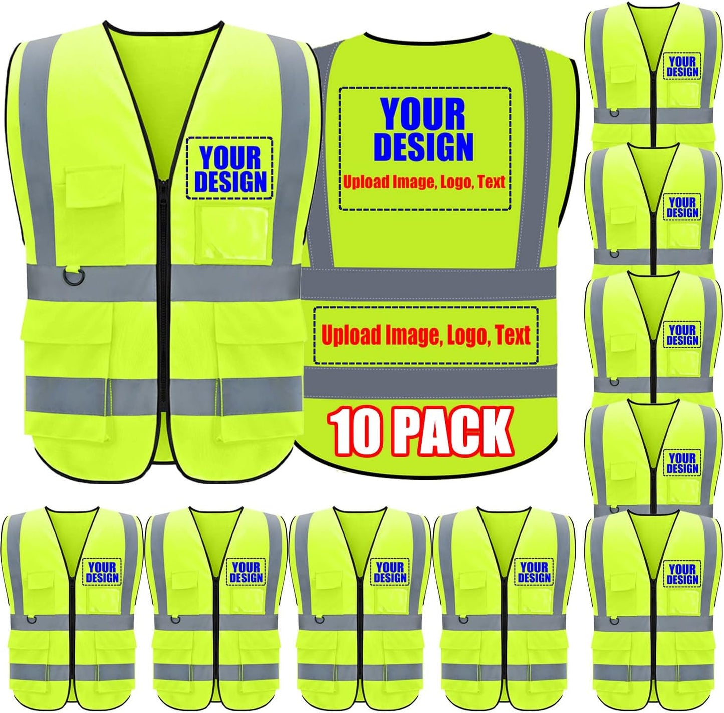 Custom Safety Vest with Logo High Visibility Reflective Design