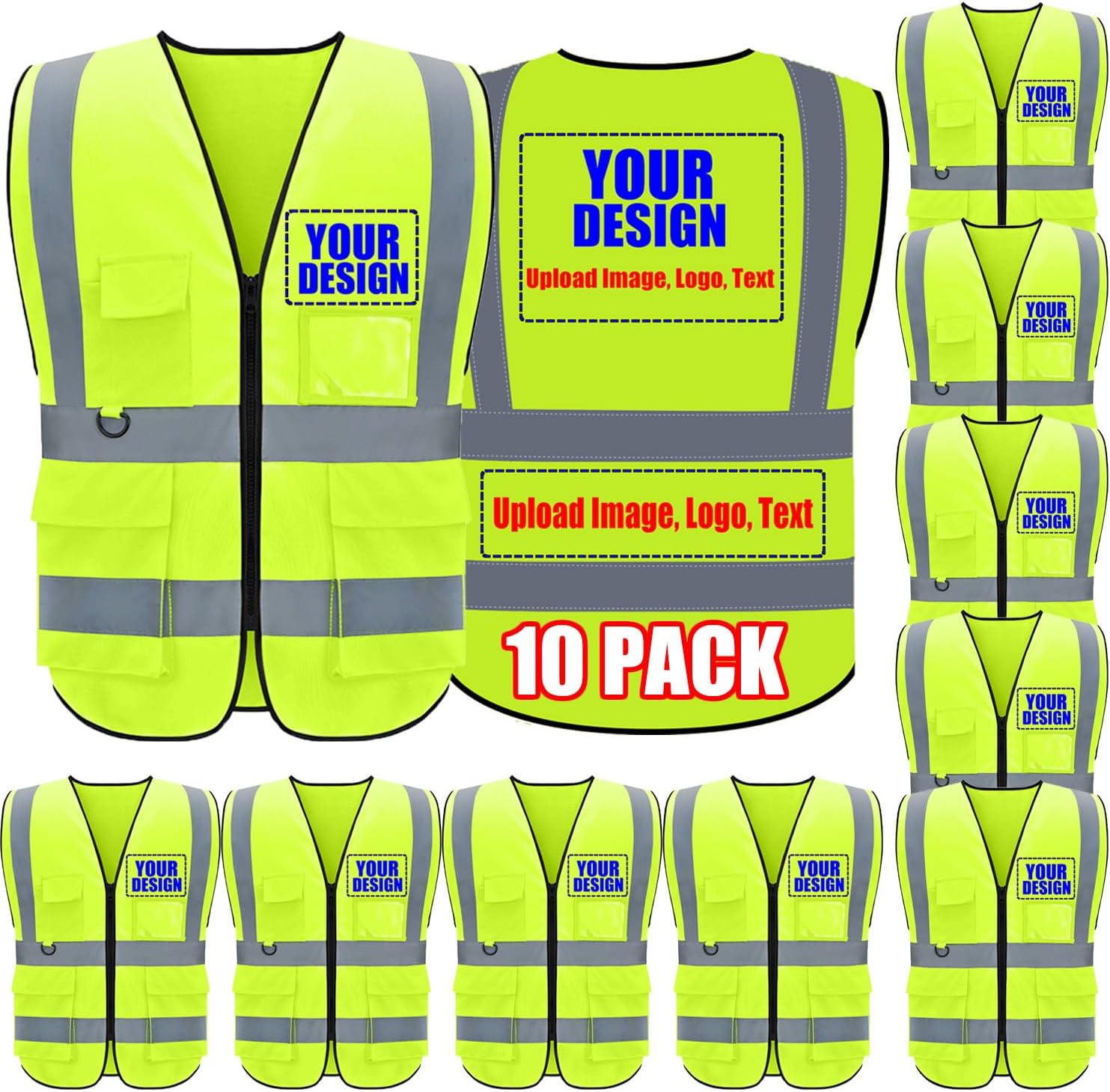 Custom Safety Vest with Logo High Visibility Reflective Design