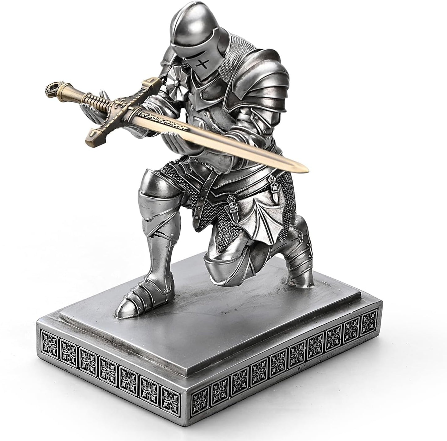 Medieval Armored Warrior Knight Pen Holder for Desk Organizing