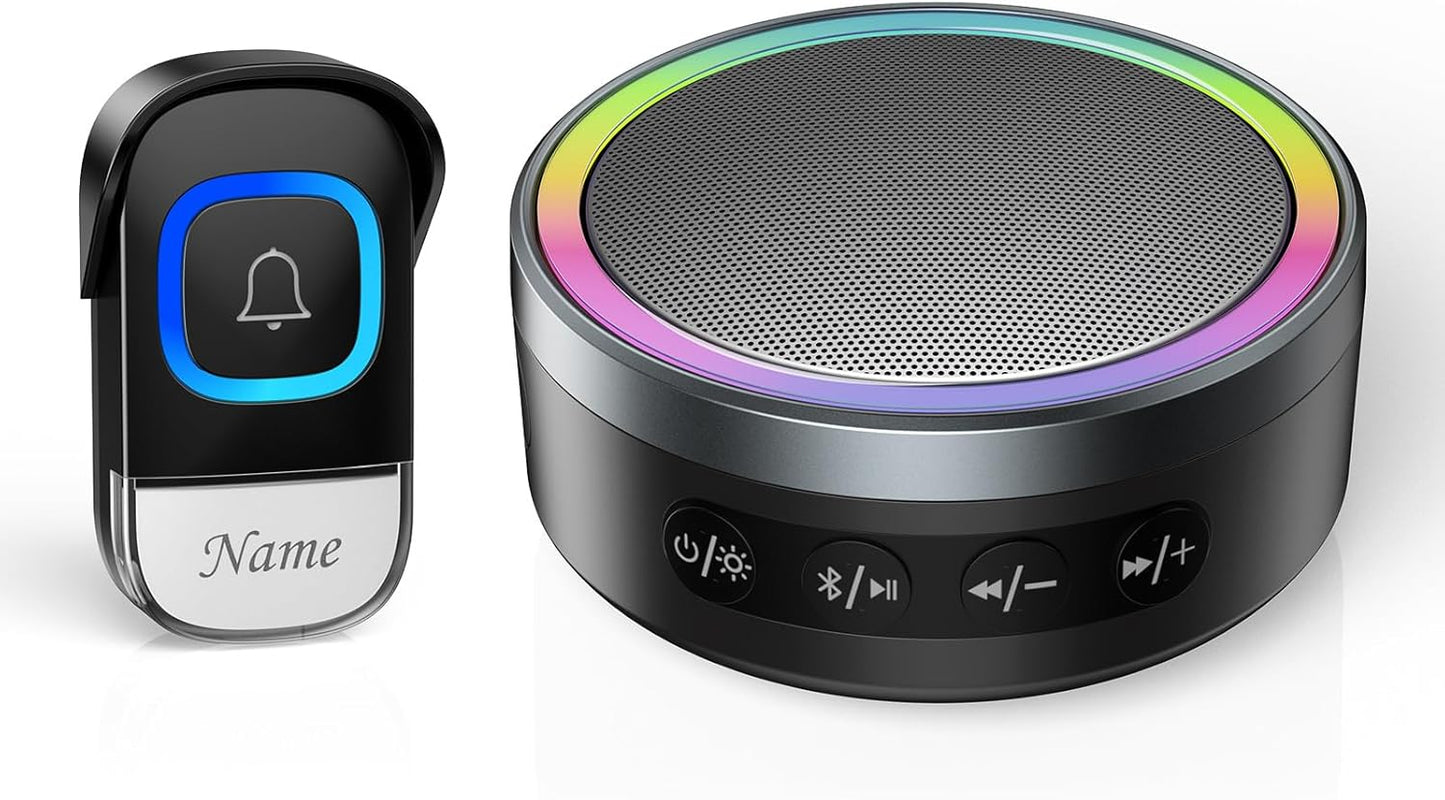 TECKNET Wireless Doorbell w/ RGB Light & Speaker
