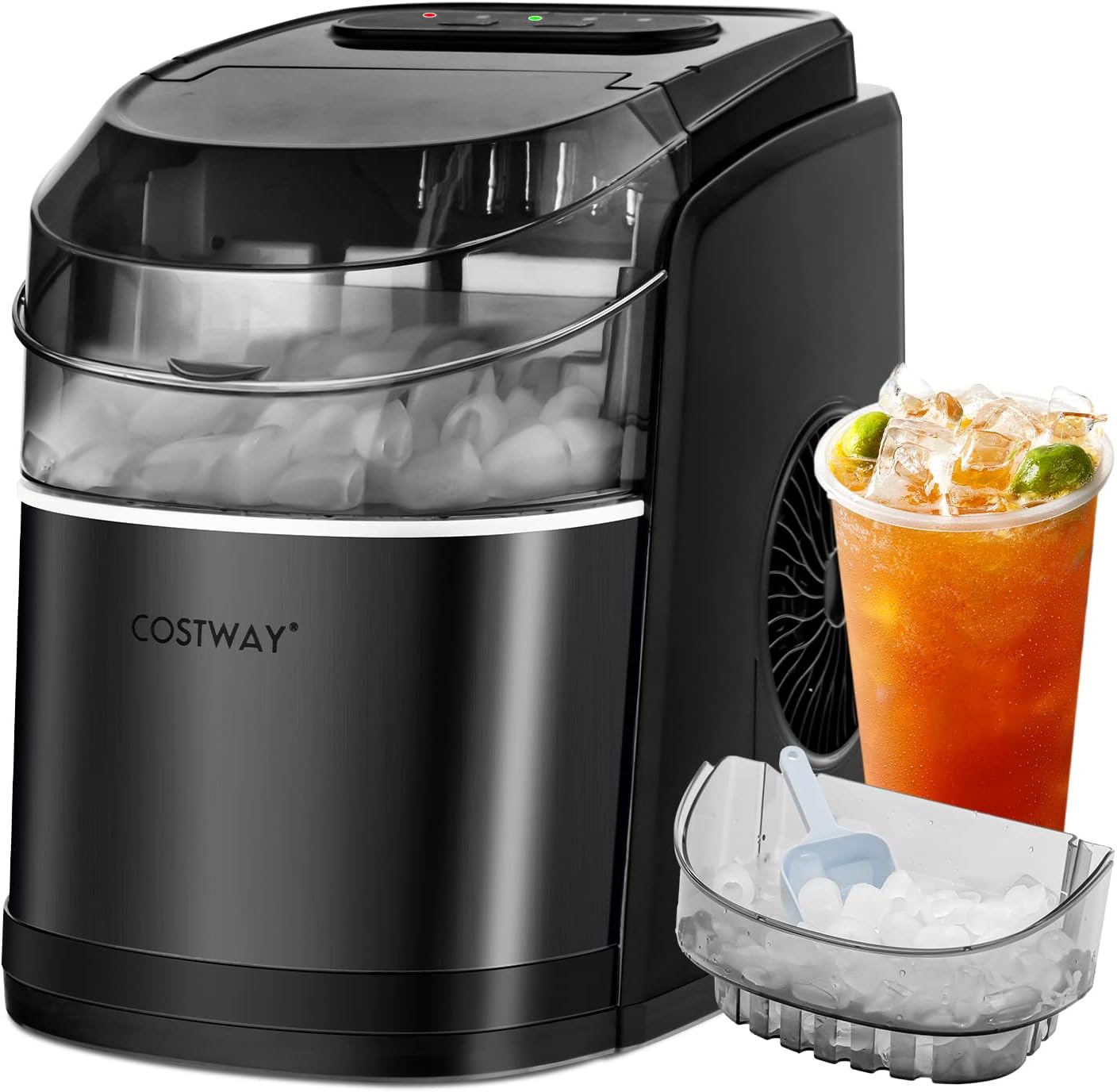 COSTWAY Countertop Ice Maker with Self-Cleaning Functionality