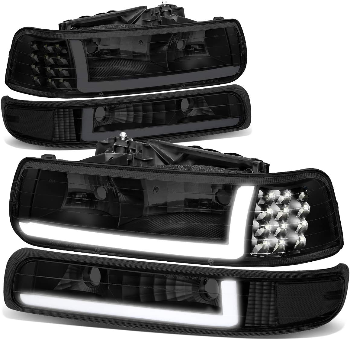 Auto Dynasty 4PCS LED DRL Headlights for Chevy Silverado 99-06