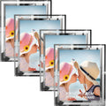 8x10 Picture Frames Set of 4 Silver Mirror Photo Frames - Elegant