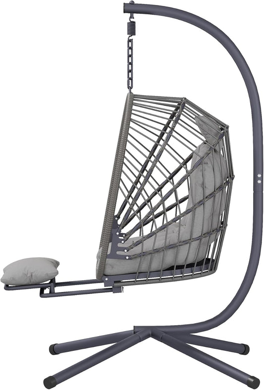 Outdoor Swing Egg Chair with Stand and Footrest for Relaxation