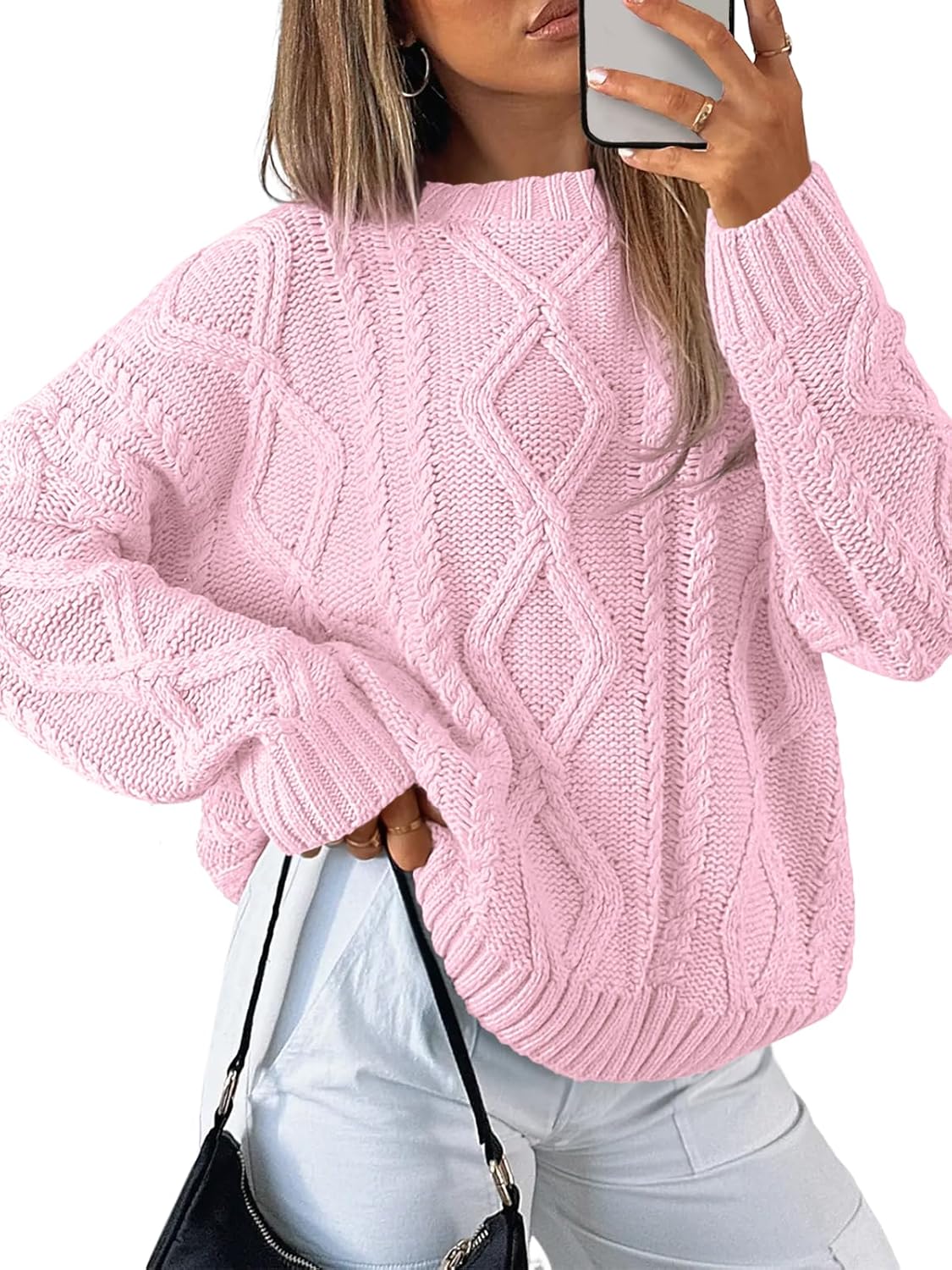 Trendy Queen Women's Oversized Cable Knit Crewneck Sweater Review