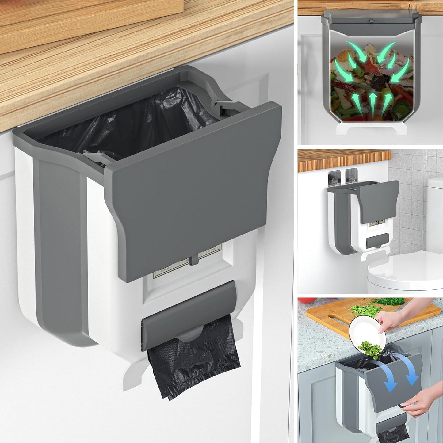 Hanging Kitchen Compost Bin - 2.4 Gallon Capacity