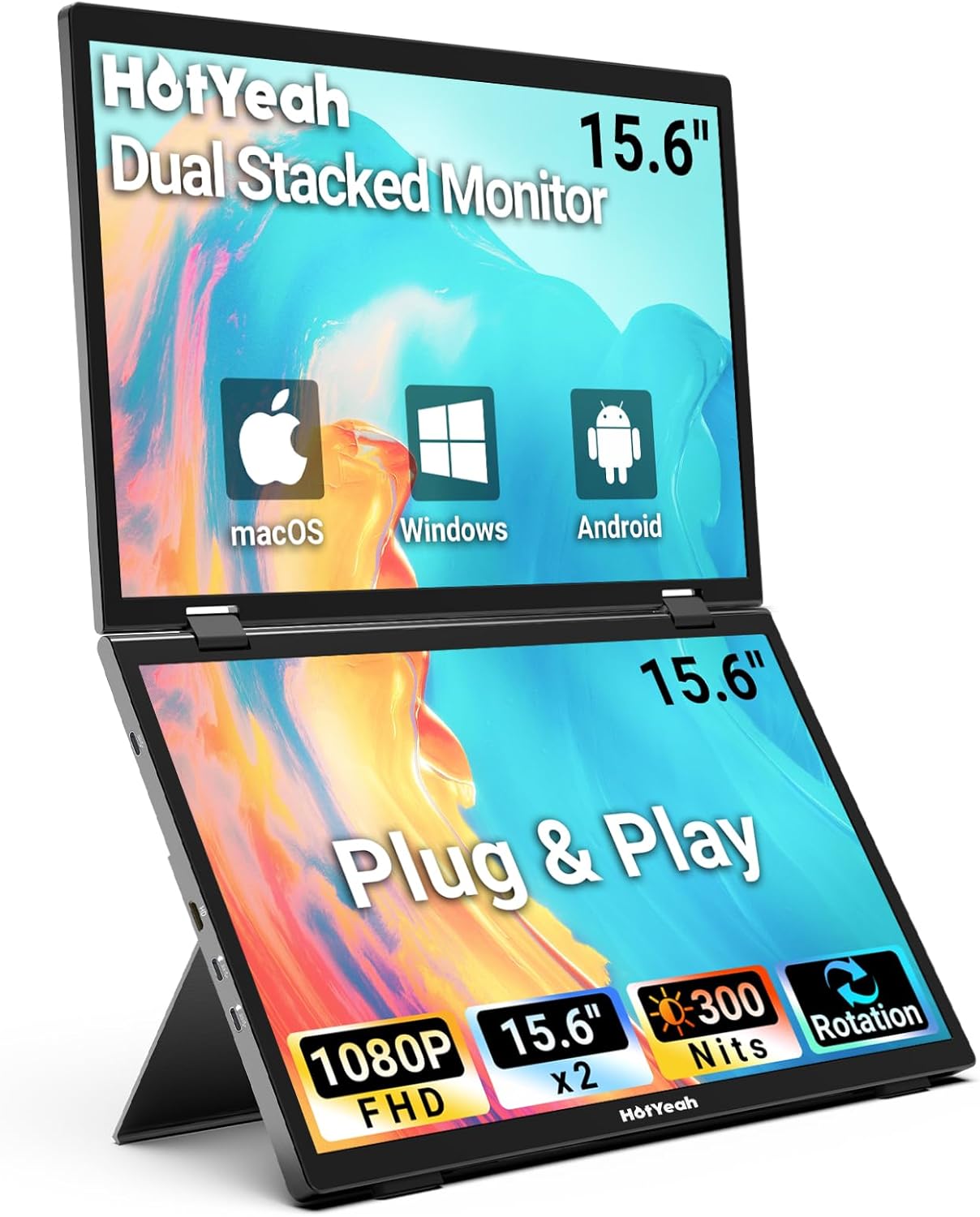 Triple Laptop Screen Extender + USB-C HDMI 1080P IPS Monitor