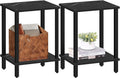 TUTOTAK End Table Set of 2 - Compact 2-Tier Nightstands for Small