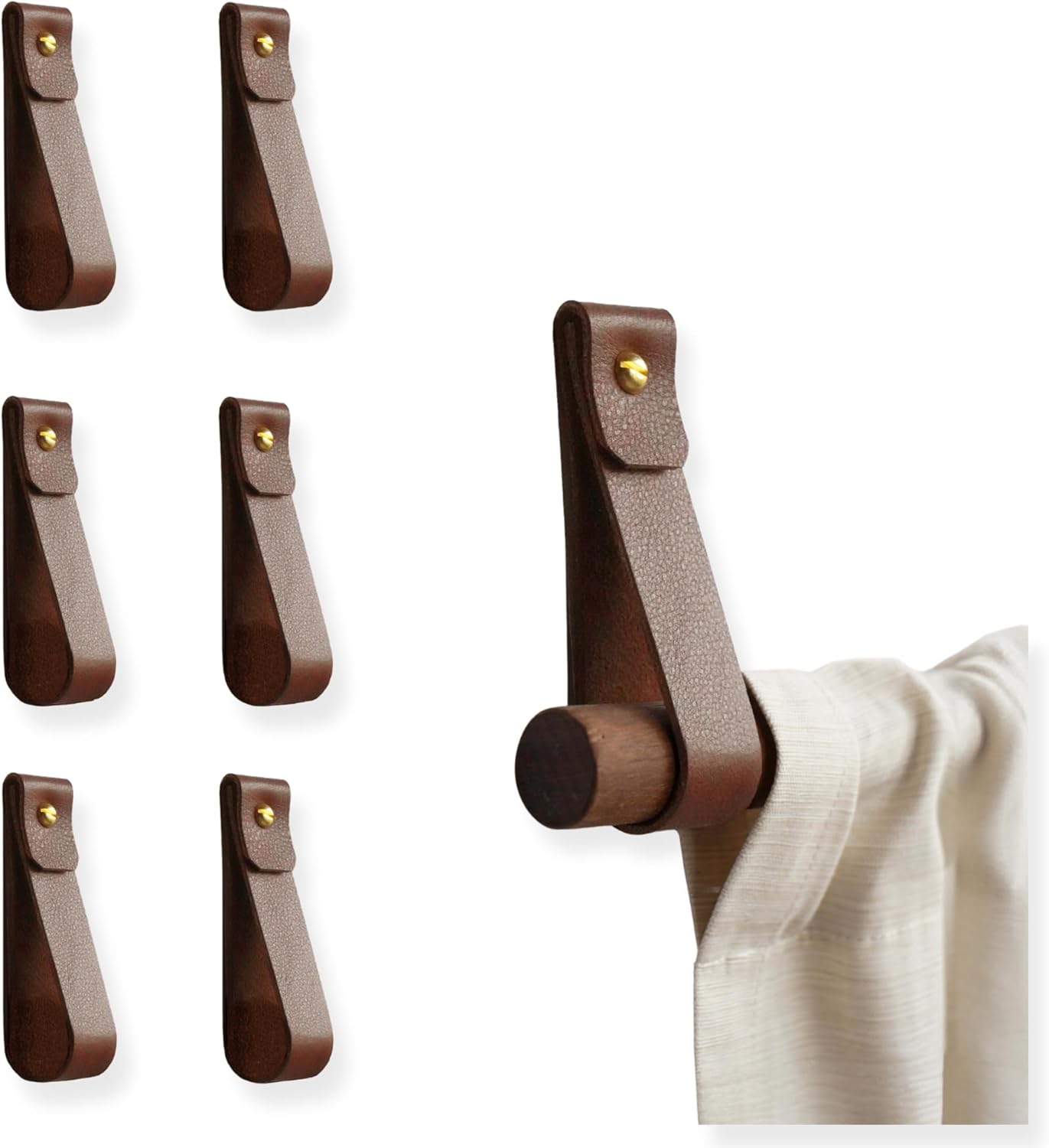 Keyaiira 6PK Genuine Leather Wall Strap for Decorative Displays