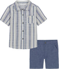 Calvin Klein boys 2pc Shirt Short Set - Ultra Soft Everyday Set