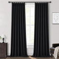 Blackout Curtains 108 in Long Pinch Pleated Linen Drapes - Full