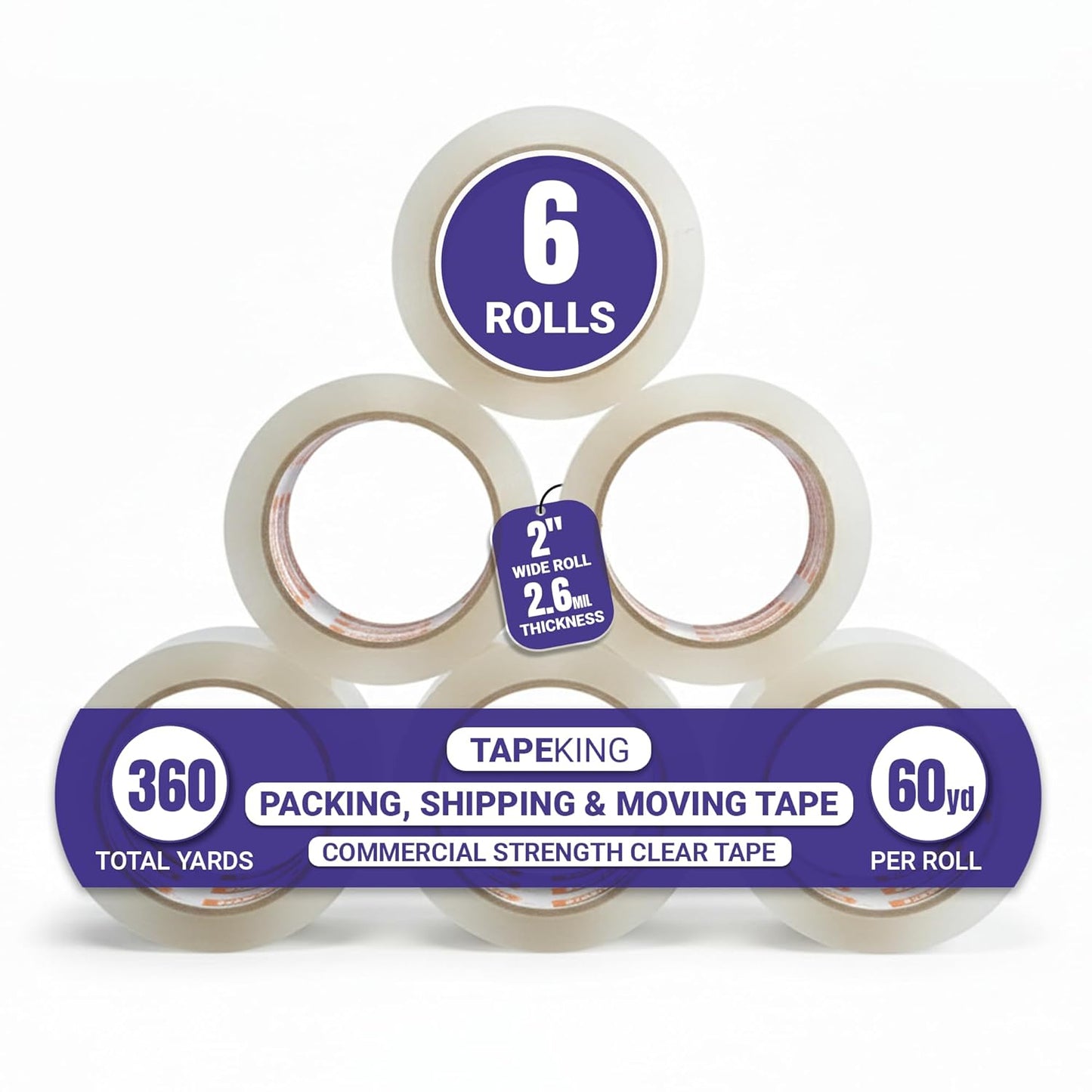 Tape King Quiet Clear Packing Tape for Heavy Duty Use 60 Yards