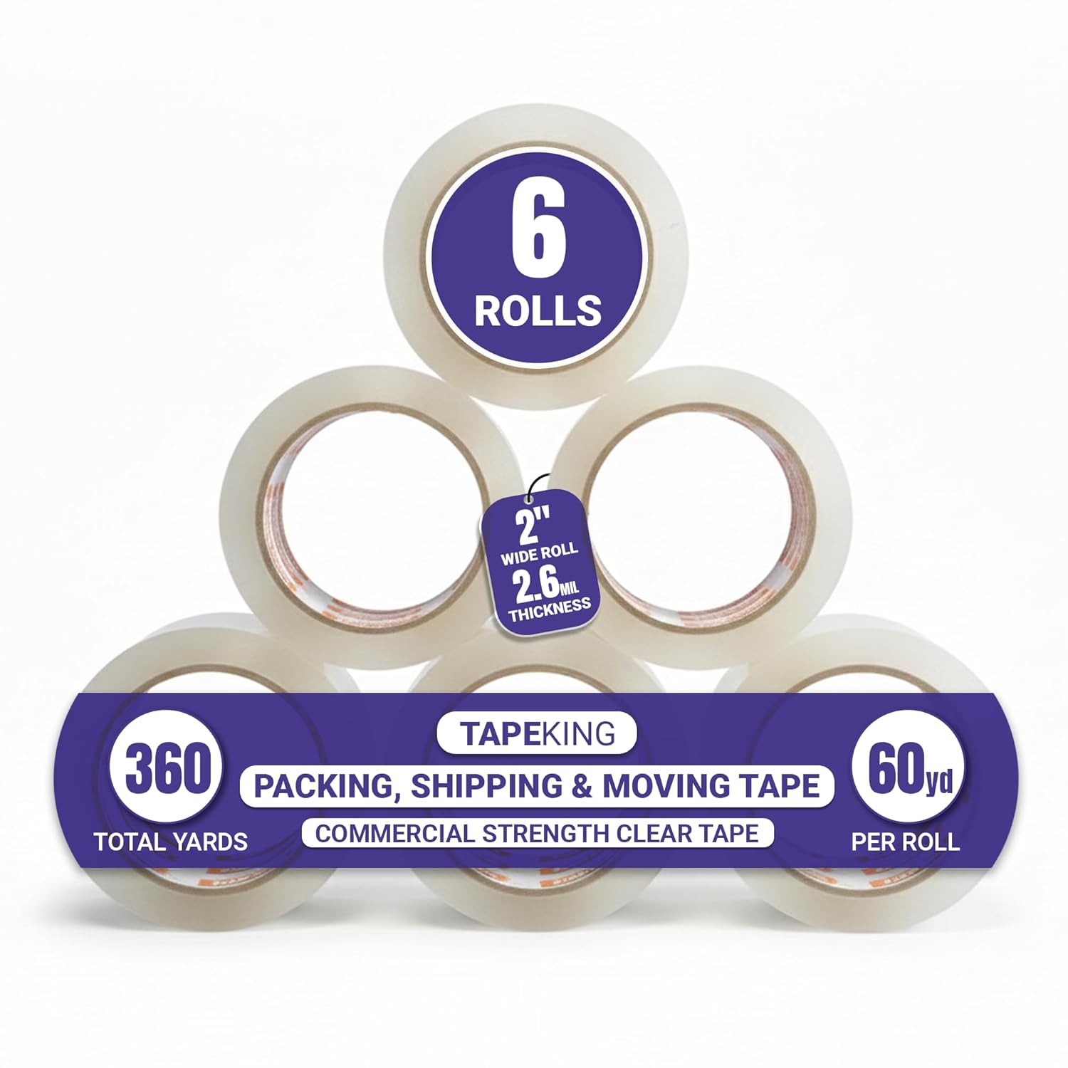 Tape King Quiet Clear Packing Tape for Heavy Duty Use 60 Yards