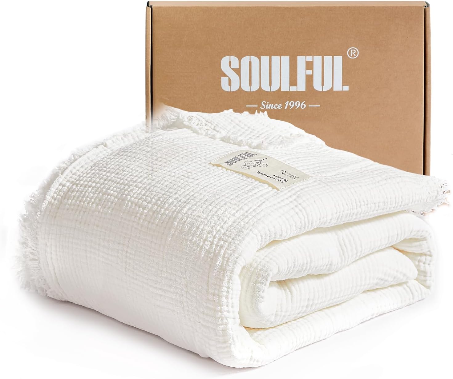 SOULFUL Muslin Throw Blanket - Soft Cotton for Couch & Bed