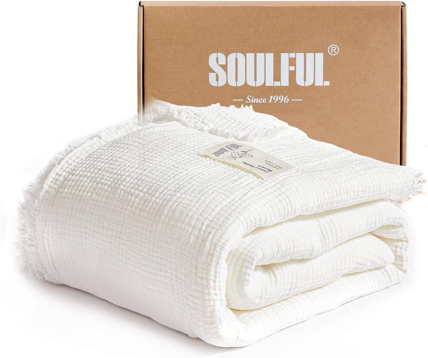 SOULFUL Muslin Throw Blanket - Soft Cotton for Couch or Bed