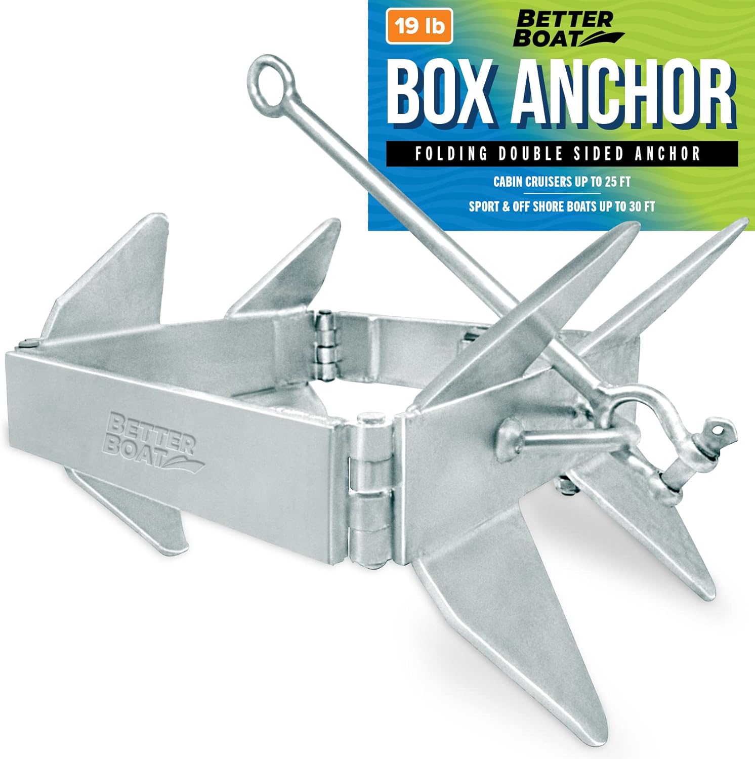 Folding Boat Box Anchor for Boats up to 34 ft, 13lb, 19lb, 26lb