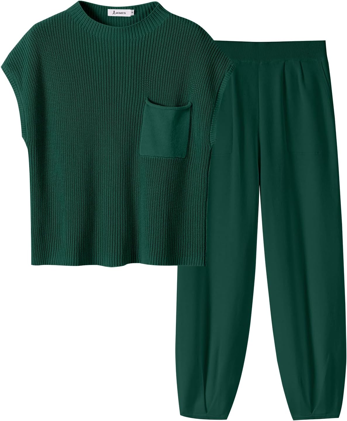 Stylish Women's Two Piece Outfits Knit Sweater Vest Crop Top Pants