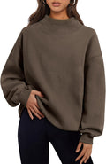 Trendy Queen Womens Oversized Sweatshirt Turtleneck Pullover - Cozy )