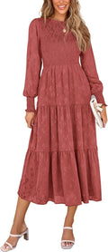 PRETTYGARDEN Women's Midi Floral Smocked Dress - Elegant, Flowy