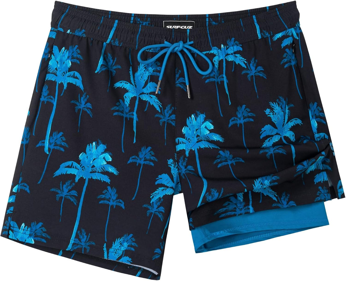 Quick Dry 5 Inch Swim Trunks with Compression Liner for Men