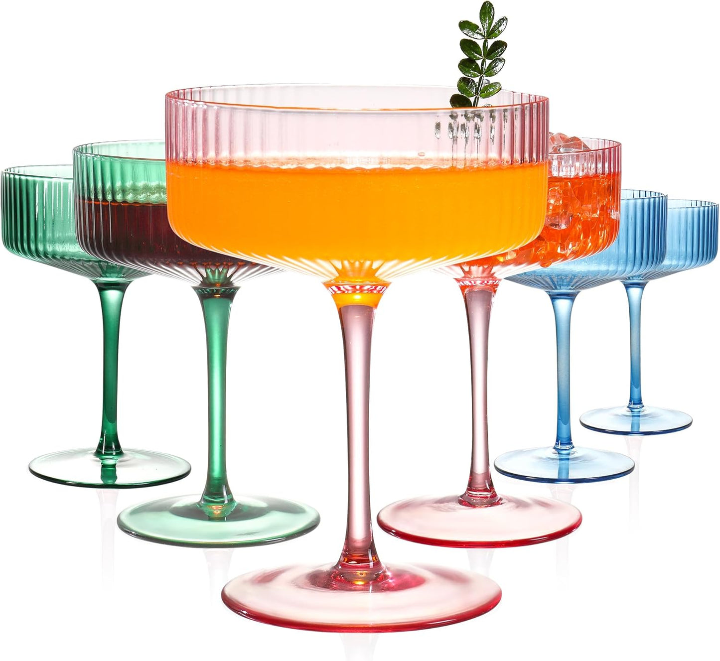 Elegant 10 oz Ribbed Coupe Glasses Set for Stylish Entertaining