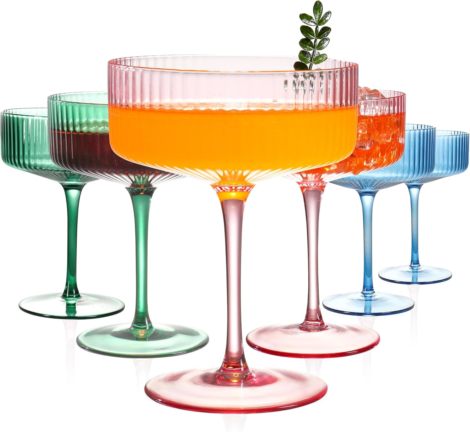 Elegant 10 oz Ribbed Coupe Glasses Set for Stylish Entertaining