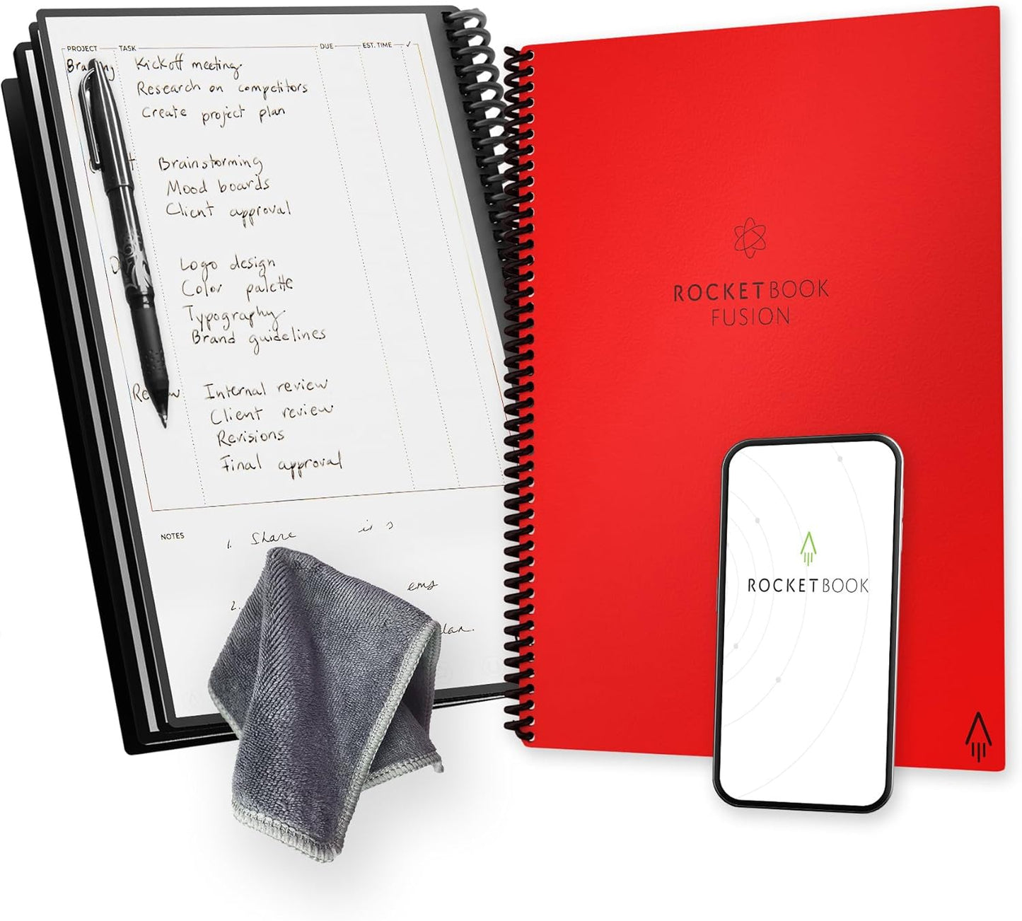 Rocketbook Fusion Reusable Planner - Red, 8.5x11 Size