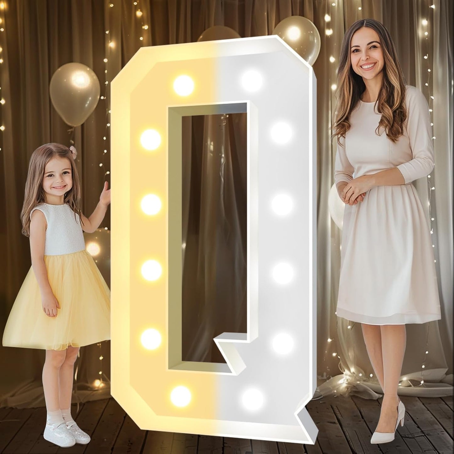 Giant 4 FT Light Up Marquee Letter Q for Party Decorations