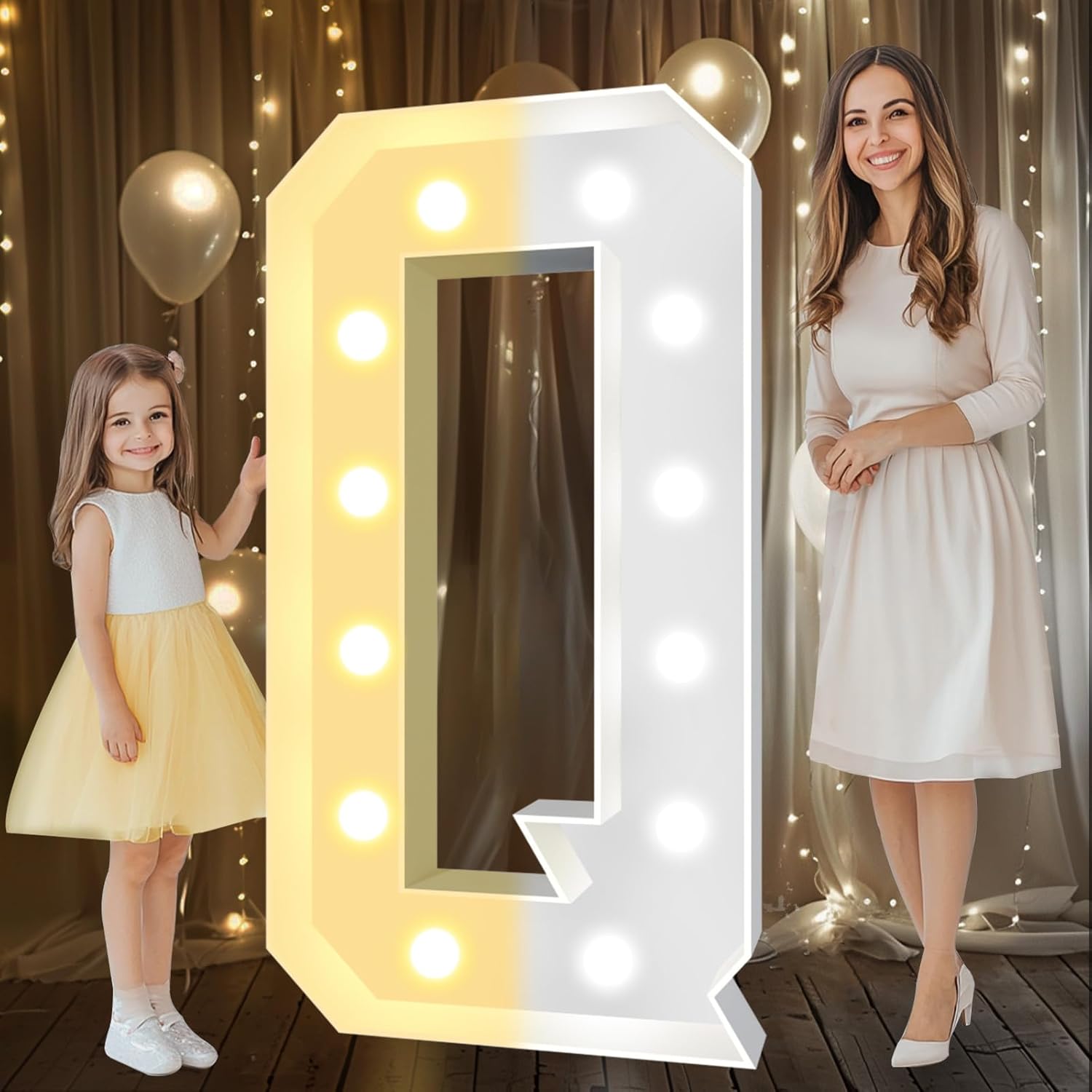 Giant 4 FT Light Up Marquee Letter Q for Party Decorations